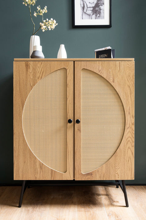 Rootz Stylish Sideboard - Modern Cabinet - Oak Decor Buffet - Ample Storage - 80cm x 103cm x 39cm