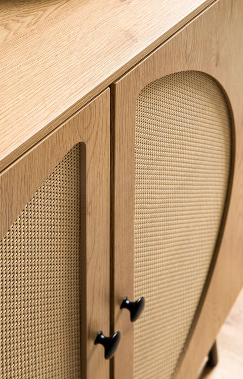 Rootz Stylish Sideboard - Modern Cabinet - Oak Decor Buffet - Ample Storage - 80cm x 103cm x 39cm