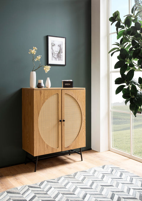 Rootz Stylish Sideboard - Modern Cabinet - Oak Decor Buffet - Ample Storage - 80cm x 103cm x 39cm