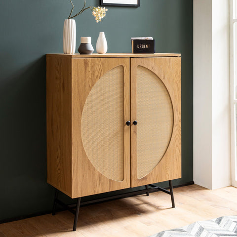 Rootz Stylish Sideboard - Modern Cabinet - Oak Decor Buffet - Ample Storage - 80cm x 103cm x 39cm