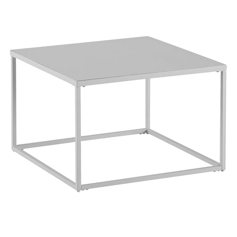 Rootz Industrial Style Square Coffee Table - Modern Center Table - Metal Frame - Storage Top - 60cm x 60cm x 40cm - White