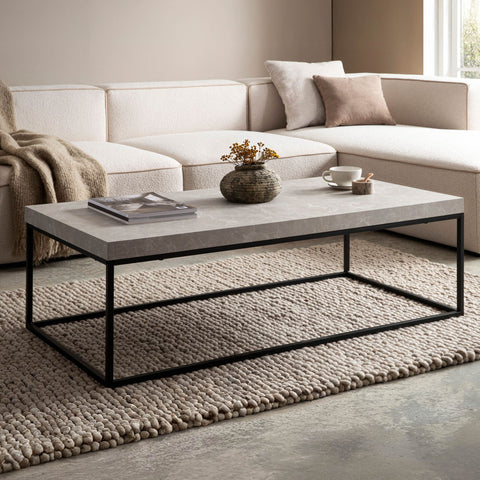 Rootz Simple Coffee Table - Modern Table - Large Shelf Table - Robust Metal Frame - 120cm x 60cm x 38cm