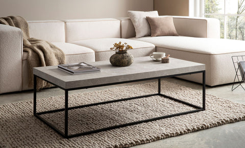 Rootz Simple Coffee Table - Modern Table - Large Shelf Table - Robust Metal Frame - 120cm x 60cm x 38cm