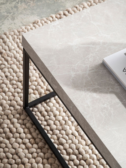 Rootz Simple Coffee Table - Modern Table - Large Shelf Table - Robust Metal Frame - 120cm x 60cm x 38cm