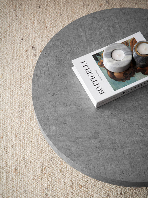 Rootz Modern Coffee Table - Round Accent Table - Concrete Look - Space-Saving - 60cm x 60cm x 30cm