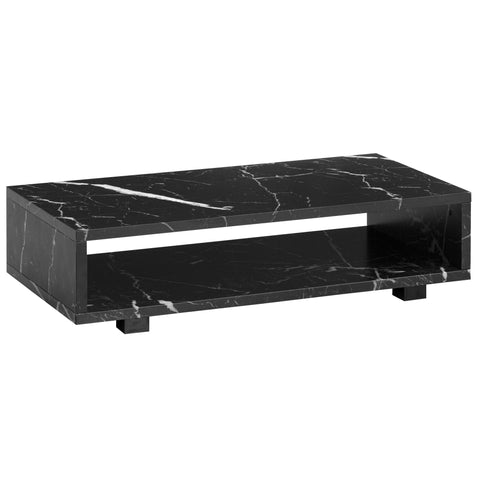Rootz Modern Coffee Table - Marble Look - Open Storage - Anti-Slip Pads - 100cm x 50cm x 25cm