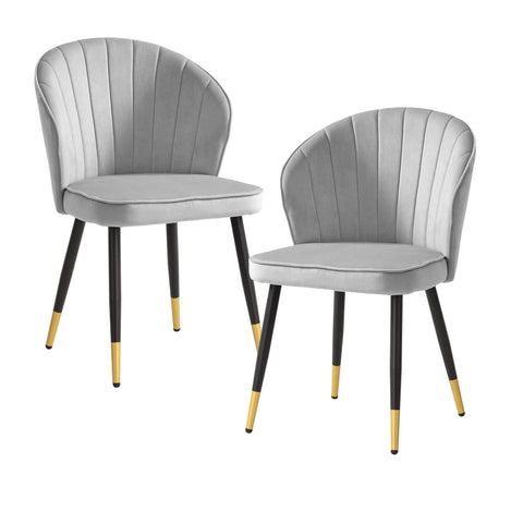 Rootz Modern 2 Piece Set Dining Room Chairs - Kitchen Chairs - Velvet Seats - High Comfort - 55cm x 83cm x 53cm