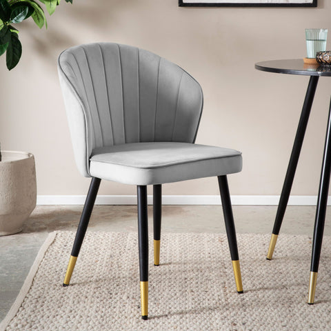 Rootz Modern 2 Piece Set Dining Room Chairs - Kitchen Chairs - Velvet Seats - High Comfort - 55cm x 83cm x 53cm