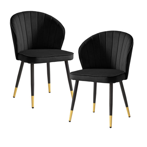 Rootz 2 Set Dining Room Chairs - Scandinavian Modern Seating - Velvet Upholstered - Comfortable Design - 55cm x 83cm x 53cm