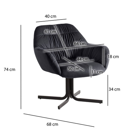 Rootz Cozy Lounge Chair - Modern Armchair - Velvet Seating - Supports Up to 120kg - 64cm x 74cm x 68cm