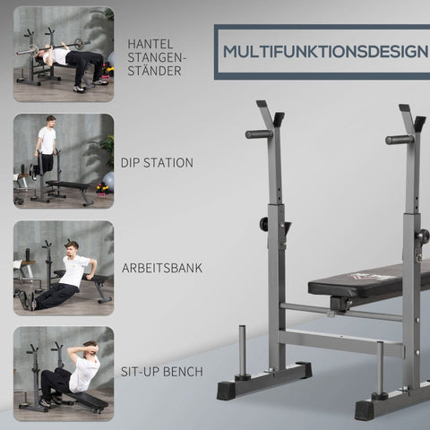 Rootz Weight Bench - Barbell Bench - Upper Body Fitness - Adjustable Dumbbell Stand - Padded Bench - Foldable - 140cm x 73cm x 98-122cm