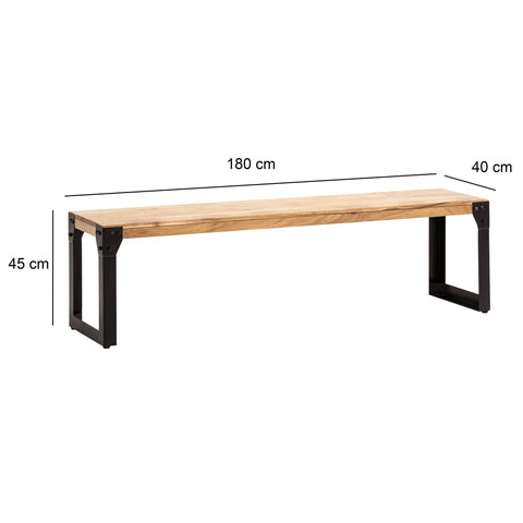 Rootz Massive Dining Bench - Industrial Seating - Rustic Wooden Bench - Unique Style - Handcrafted - 180cm x 40cm x 45cm