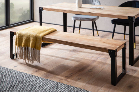 Rootz Massive Dining Bench - Industrial Seating - Rustic Wooden Bench - Unique Style - Handcrafted - 180cm x 40cm x 45cm