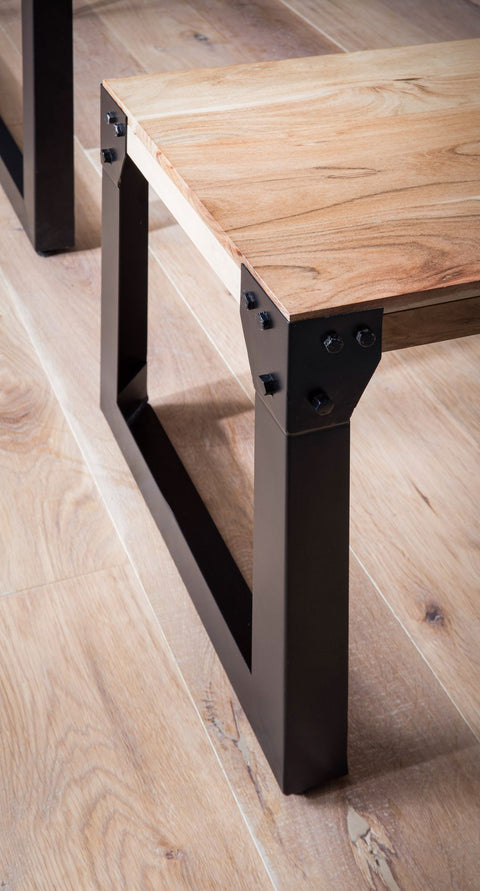 Rootz Massive Dining Bench - Industrial Seating - Rustic Wooden Bench - Unique Style - Handcrafted - 180cm x 40cm x 45cm
