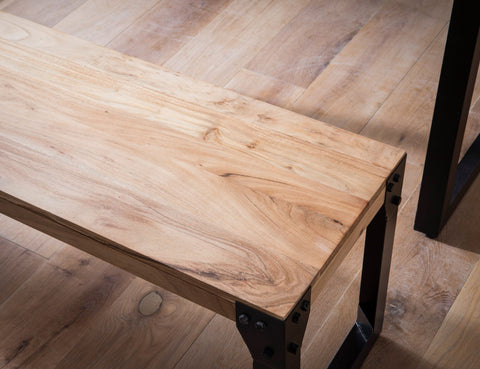 Rootz Massive Dining Bench - Industrial Seating - Rustic Wooden Bench - Unique Style - Handcrafted - 180cm x 40cm x 45cm