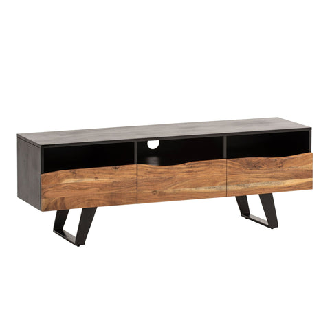 Rootz TV Unit - Modern Stand - Storage Cabinet - Natural Wood Grain - 140cm x 50cm x 40cm