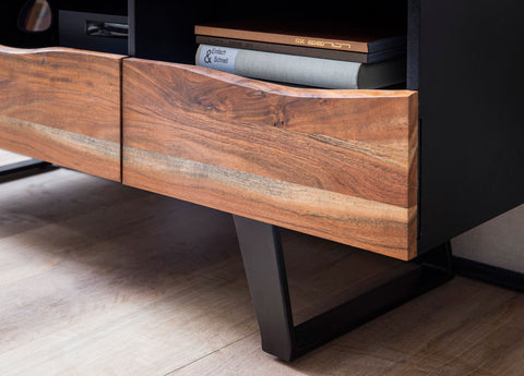 Rootz TV Unit - Modern Stand - Storage Cabinet - Natural Wood Grain - 140cm x 50cm x 40cm