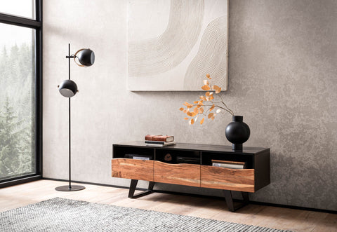 Rootz TV Unit - Modern Stand - Storage Cabinet - Natural Wood Grain - 140cm x 50cm x 40cm