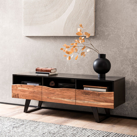 Rootz TV Unit - Modern Stand - Storage Cabinet - Natural Wood Grain - 140cm x 50cm x 40cm