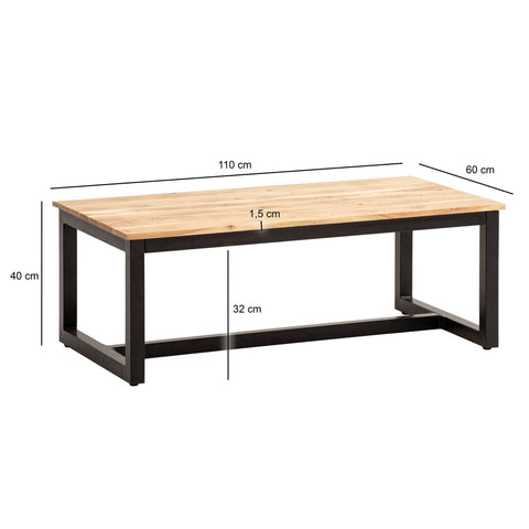 Rootz Large Coffee Table - Modern Industrial Coffee Table - Rectangular Table - Unique Handcrafted Design - 110cm x 60cm x 40cm