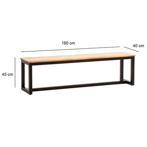 Rootz Massive Dining Bench - Loft Style Furniture - Solid Wood Bench - Unique Design - Fits Up to 3 People - 160cm x 40cm x 45cm