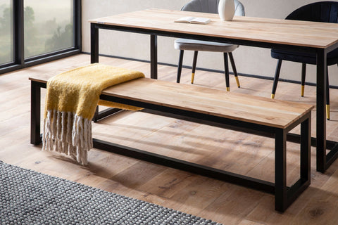 Rootz Massive Dining Bench - Loft Style Furniture - Solid Wood Bench - Unique Design - Fits Up to 3 People - 160cm x 40cm x 45cm