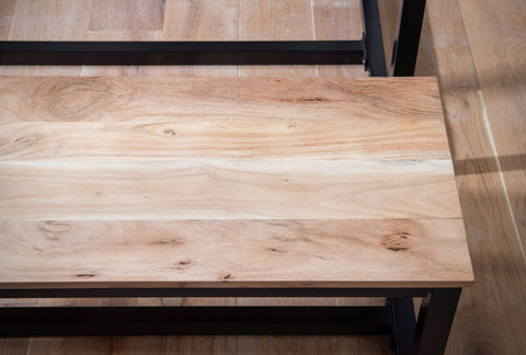Rootz Massive Dining Bench - Loft Style Furniture - Solid Wood Bench - Unique Design - Fits Up to 3 People - 160cm x 40cm x 45cm
