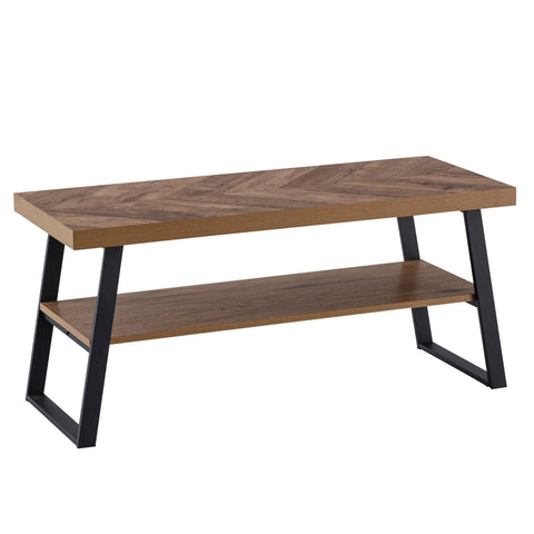 Rootz Rectangular Coffee Table - Modern Softs - Brown, Black Look - Ample Storage - 100cm x 40cm x 41cm