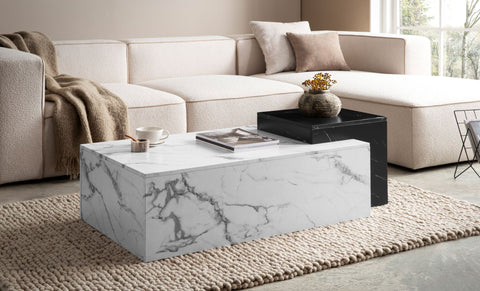 Rootz Modern Coffee Table - Matt White Look - 2 Level Storage - Extra Space for Accessories - 120cm x 60cm x 40cm