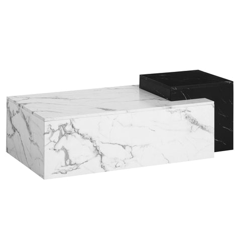Rootz Modern Coffee Table - Matt White Look - 2 Level Storage - Extra Space for Accessories - 120cm x 60cm x 40cm