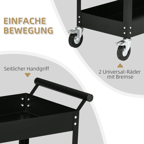 Rootz Workshop Trolley - Wheelbarrow - Tool Cart - 150 kg Capacity - 84.5 x 38 x 84 cm - Steel 4 Wheels