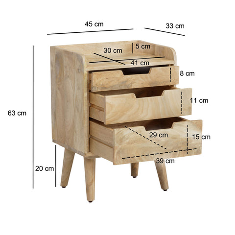 Rootz Modern Night Boxes - Bedside Cabinets - Wooden Nightstands - Unique Design - 45cm x 63cm x 33cm
