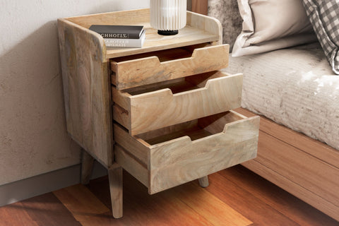 Rootz Modern Night Boxes - Bedside Cabinets - Wooden Nightstands - Unique Design - 45cm x 63cm x 33cm