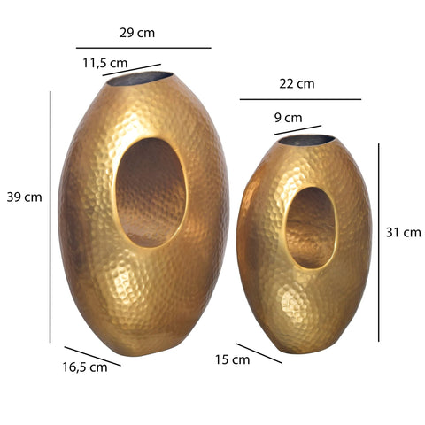 Rootz 2 Piece Decorative Vases Set - Modern Vases - Flower Holders - Unique Design - 29x39x16.5cm and 22x31x15cm