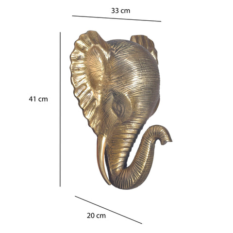 Rootz Elephant Head Wall Decor - Handcrafted Sculpture - Unique Art Piece - Solid Aluminum - 33cm x 41cm x 20cm