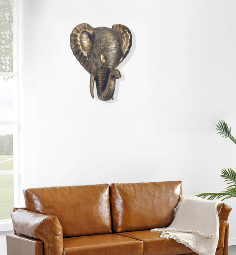 Rootz Elephant Head Wall Decor - Handcrafted Sculpture - Unique Art Piece - Solid Aluminum - 33cm x 41cm x 20cm