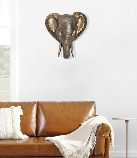 Rootz Elephant Head Wall Decor - Handcrafted Sculpture - Unique Art Piece - Solid Aluminum - 33cm x 41cm x 20cm