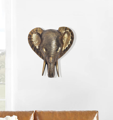 Rootz Elephant Head Wall Decor - Handcrafted Sculpture - Unique Art Piece - Solid Aluminum - 33cm x 41cm x 20cm