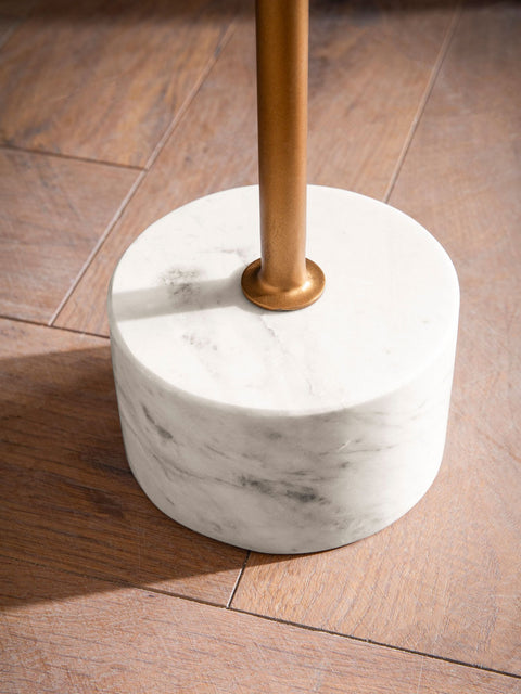 Rootz Round Side Table - Modern Design - Marble End Table - Handmade Unique - Space-Saving 30cm x 30cm x 55.5cm - Protects Floors