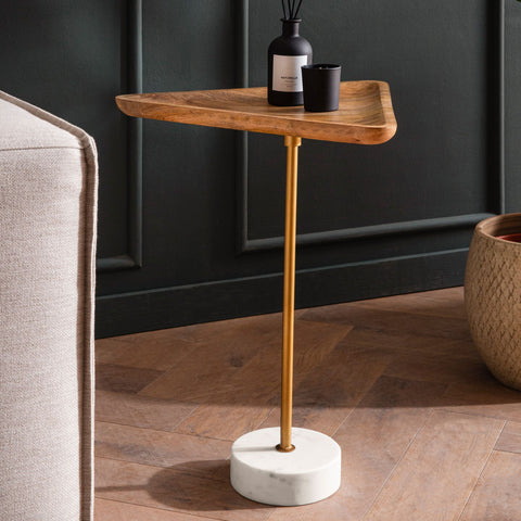 Rootz Triangular Side Table - Modern Side Table - Handcrafted Accent Table - Unique Design - 45cm x 40cm x 55cm