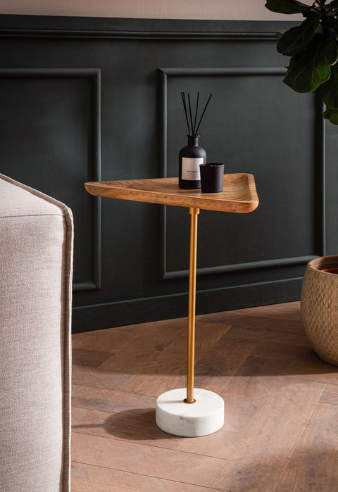 Rootz Triangular Side Table - Modern Side Table - Handcrafted Accent Table - Unique Design - 45cm x 40cm x 55cm