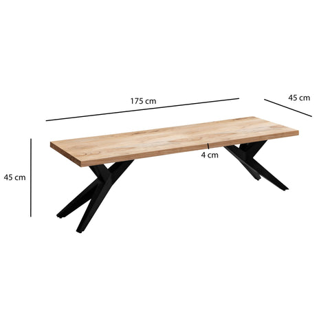 Rootz Massive Dining Bench - Loft Style - Handmade Seating - Unique Design - 175cm x 45cm x 45cm - Protective Lacquer - 4 Person Capacity