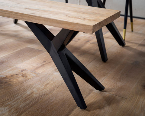 Rootz Massive Dining Bench - Loft Style - Handmade Seating - Unique Design - 175cm x 45cm x 45cm - Protective Lacquer - 4 Person Capacity