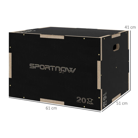 Rootz Box Jump Plyometrics - Jump Box - Fitness Box - Muscle Building - 41/51/61H cm - Beech Wood - CrossFit & Boxing Training