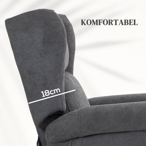 Rootz Electric Recliner Chair with Stand-Up Aid - TV Armchair - Linen Fabric - Remote Control - 72.5cm x 94cm x 109cm