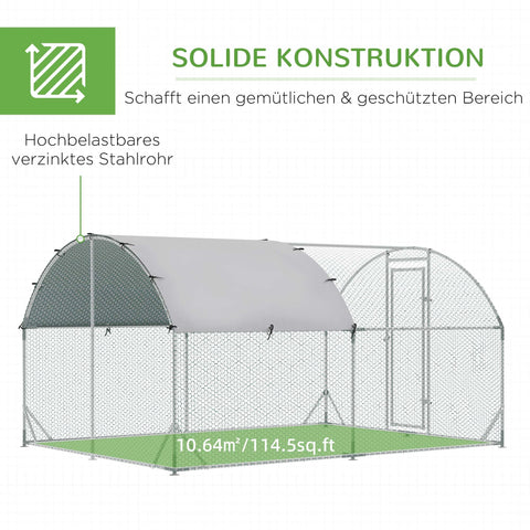Rootz Small Animal Enclosure - Chicken Run - Outdoor Pen - Sturdy Construction - 280cm x 380cm x 197cm