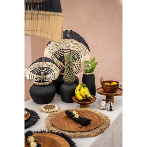 Rootz Styly Black Vase - Terracotta Masterpiece - Earthenware - Coastal Vibes - 29cm x 29cm x 23cm