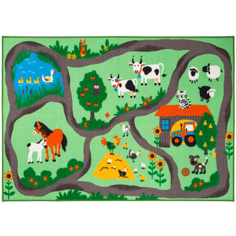 Rootz Children's Rug - Street Farm Play Mat - Kids Carpet - Engaging Role Play - 230cm x 160cm x 0.45cm