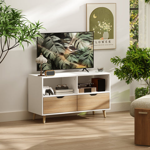 Rootz TV Cabinet - TV Chest - Media Console - Durable & Stylish - 99cm x 39cm x 58cm - White