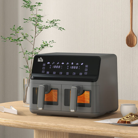 Rootz Hot Air Fryer - No-Oil Fryer - Double Basket Cooker - 8 Programs & Timer - 38.5cm x 38cm x 30.5cm - Healthier Cooking